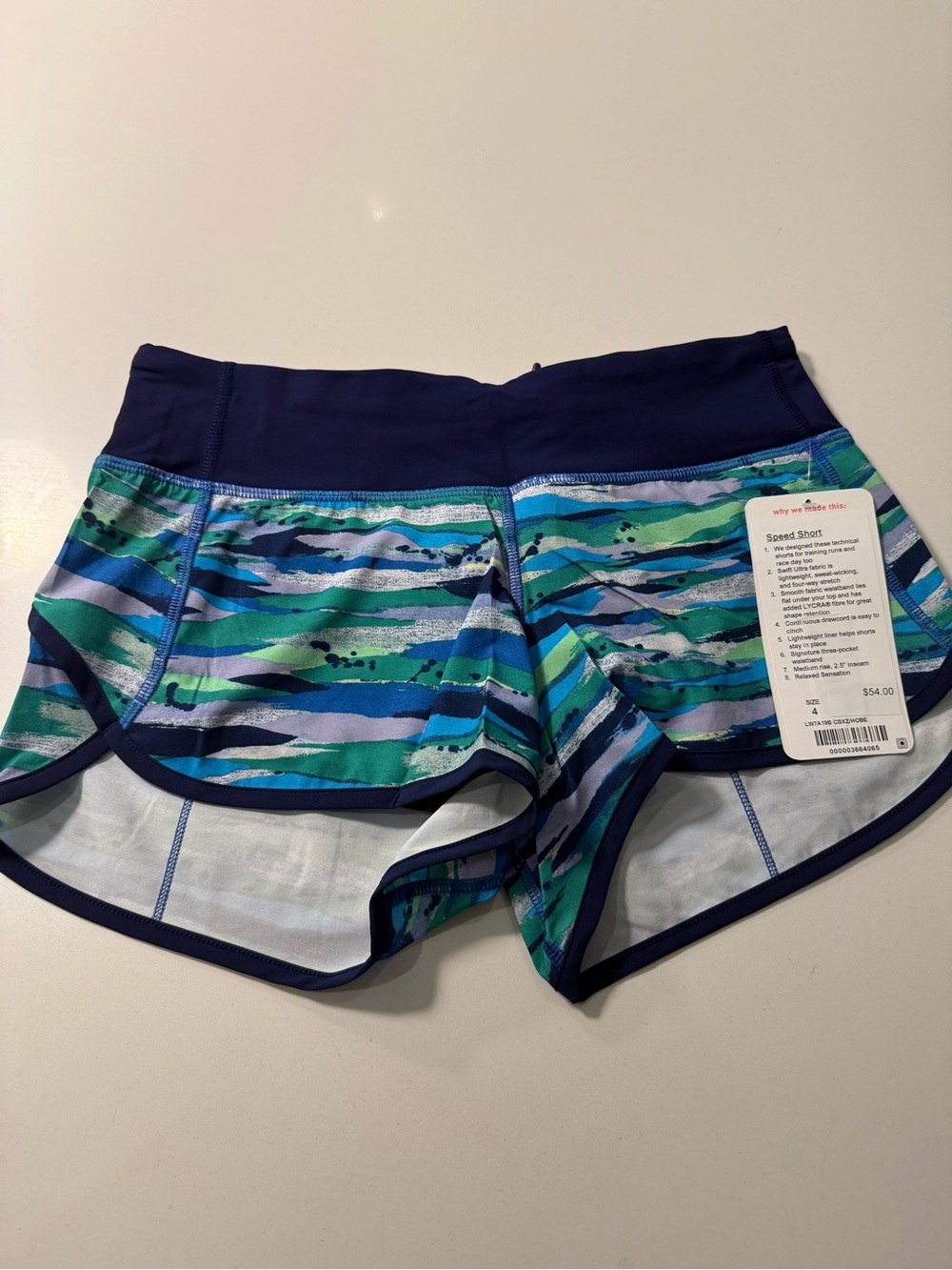 lululemon athletica Blue & Green Striped Speed up Shorts